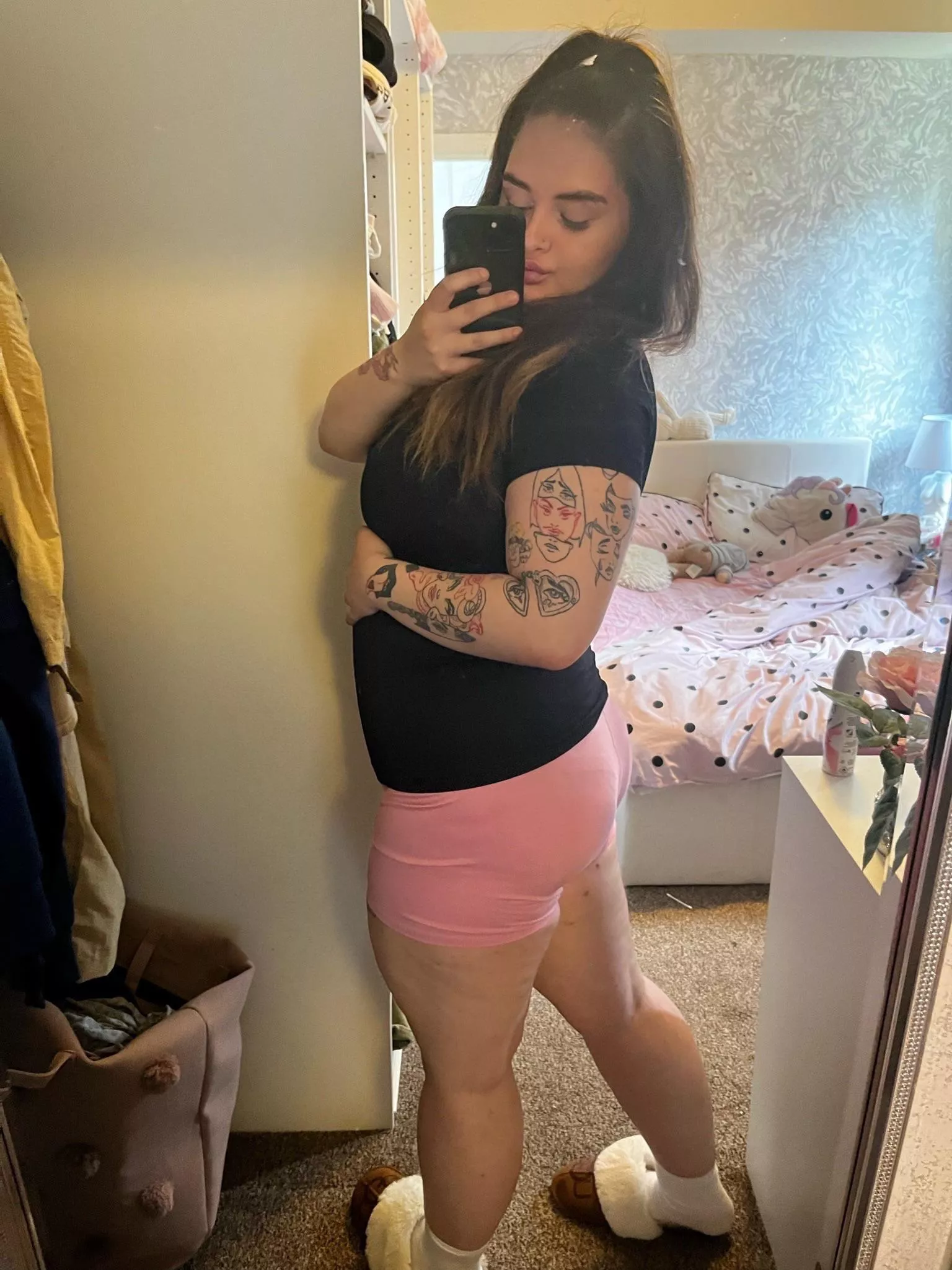 loving short leggings and white socks at the moment posted by Lolafootsies