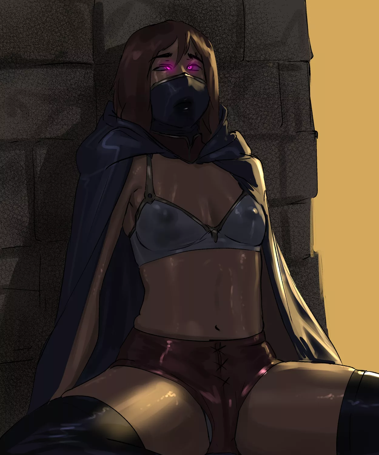 Activated a weird trap and now she's struggling to hide from the guards (original artwork by me) posted by ptsalad