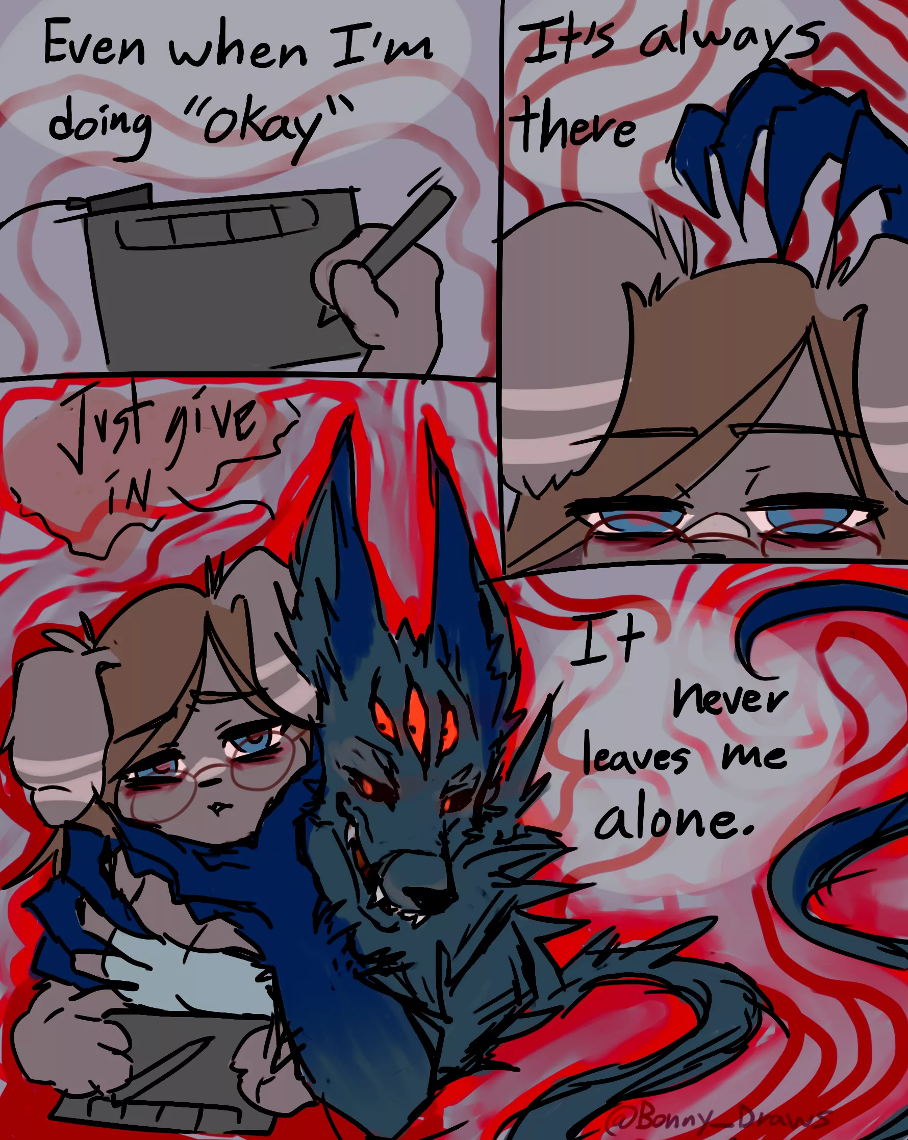 (art by me) comic about depression posted by BonnyDraws