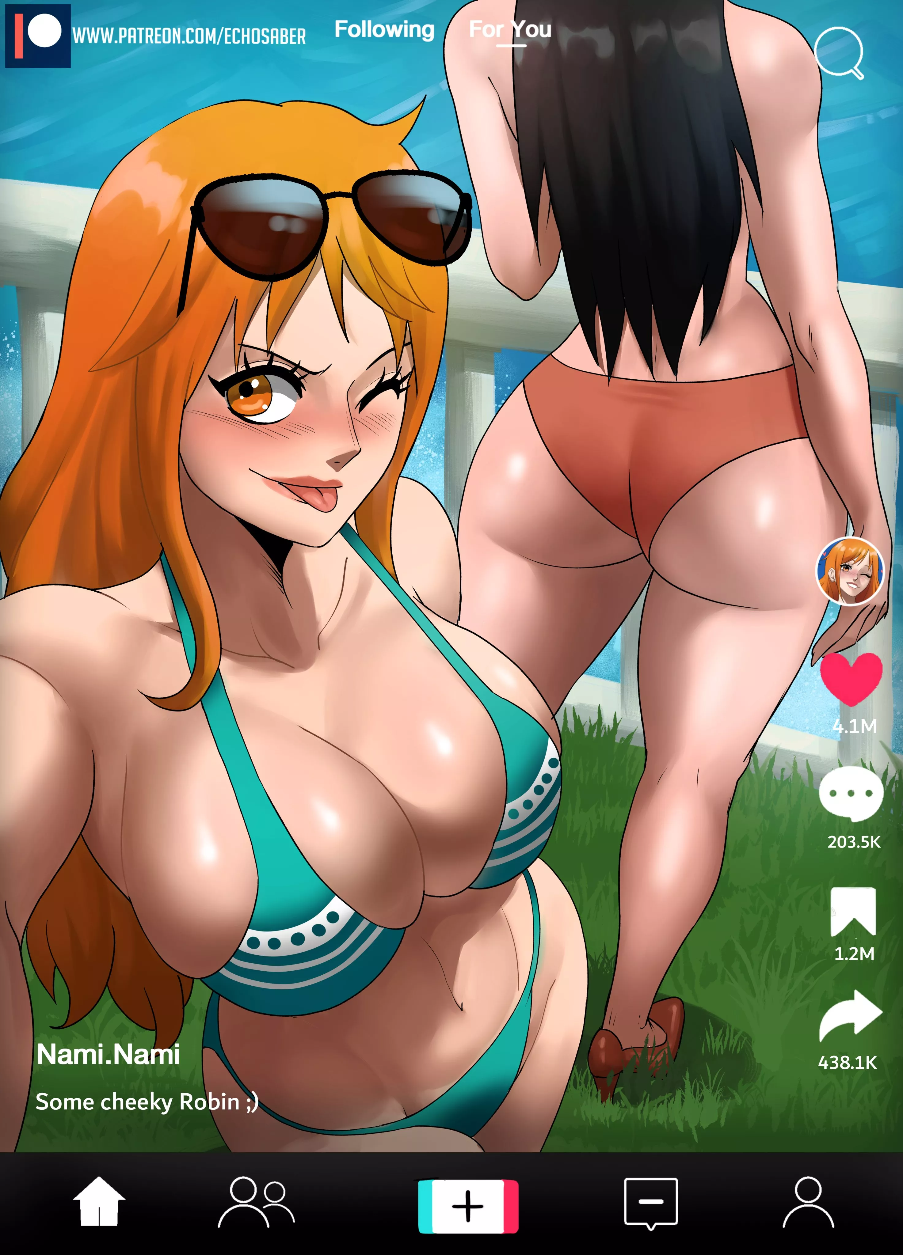 Cheeky Nami and Robin (EchoSaber) posted by Kuro-Oji