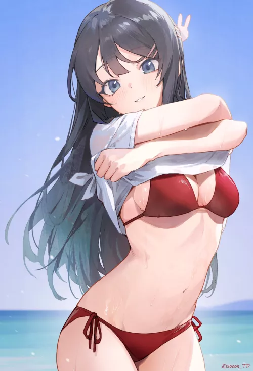 Mai taking off her shirt [Seishun Buta Yarou] by xSaviour_N