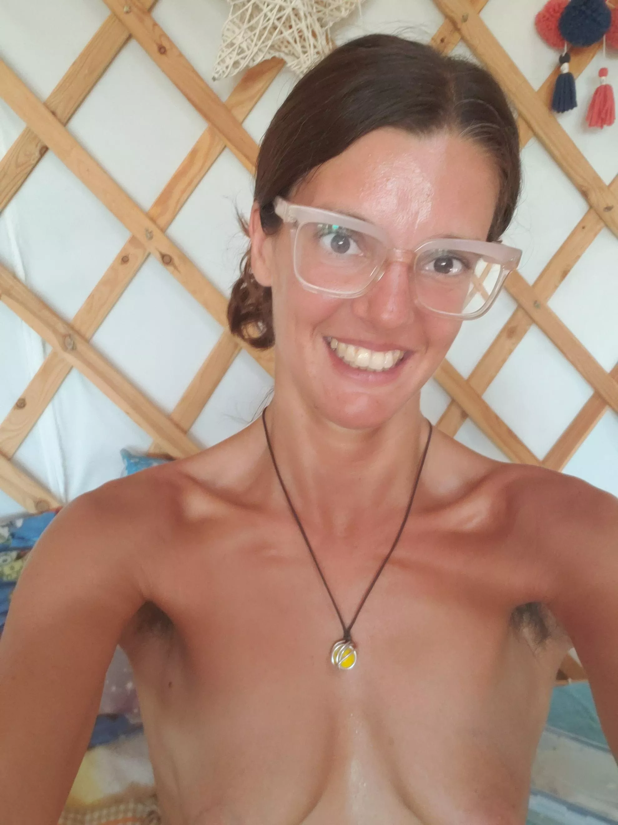 Coming home after a long train ride, stripping off was the best, but still so hot here ... posted by Ardillita_InTheSun