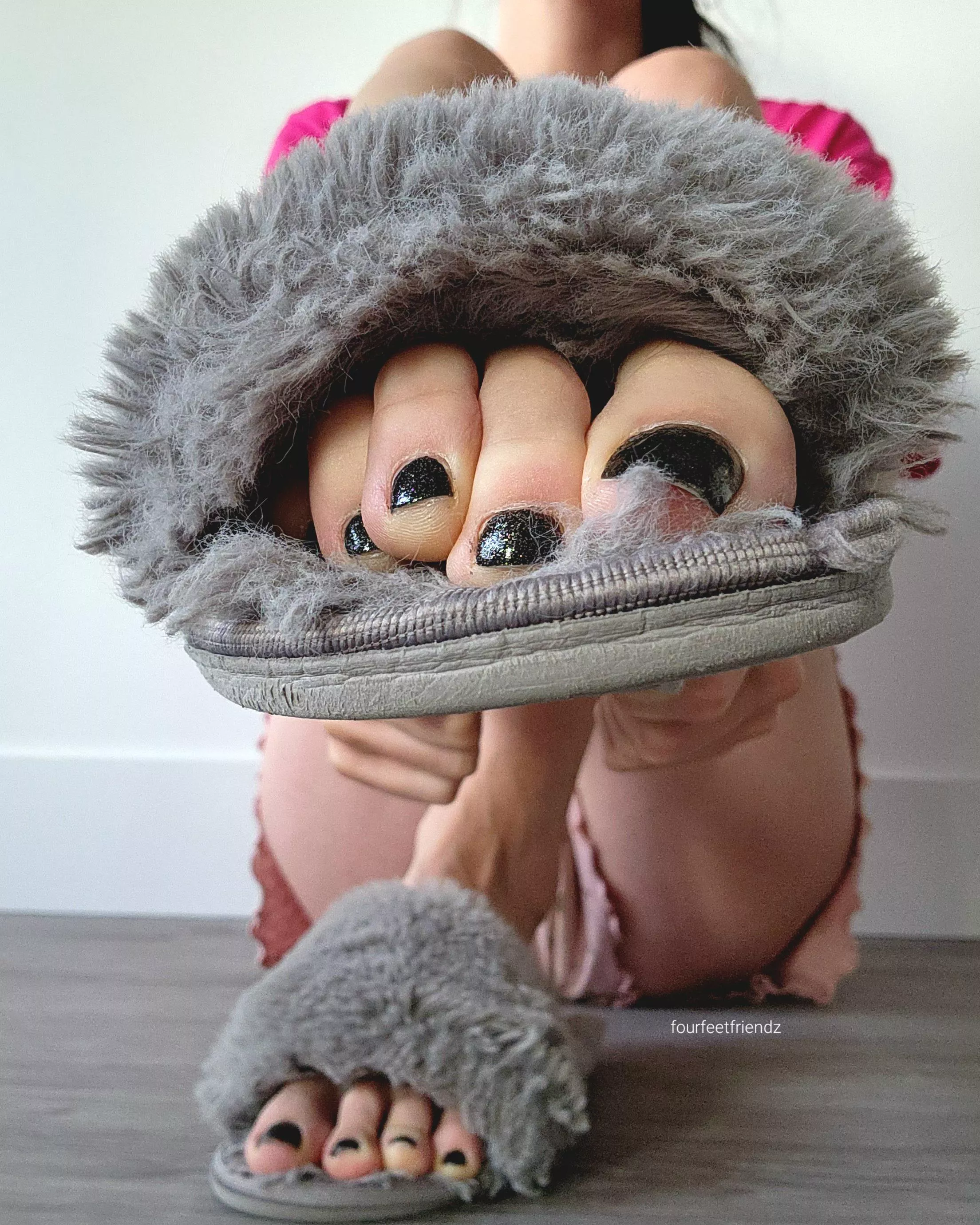My toes are keeping cozy 🖤 posted by fourfeetfriendz