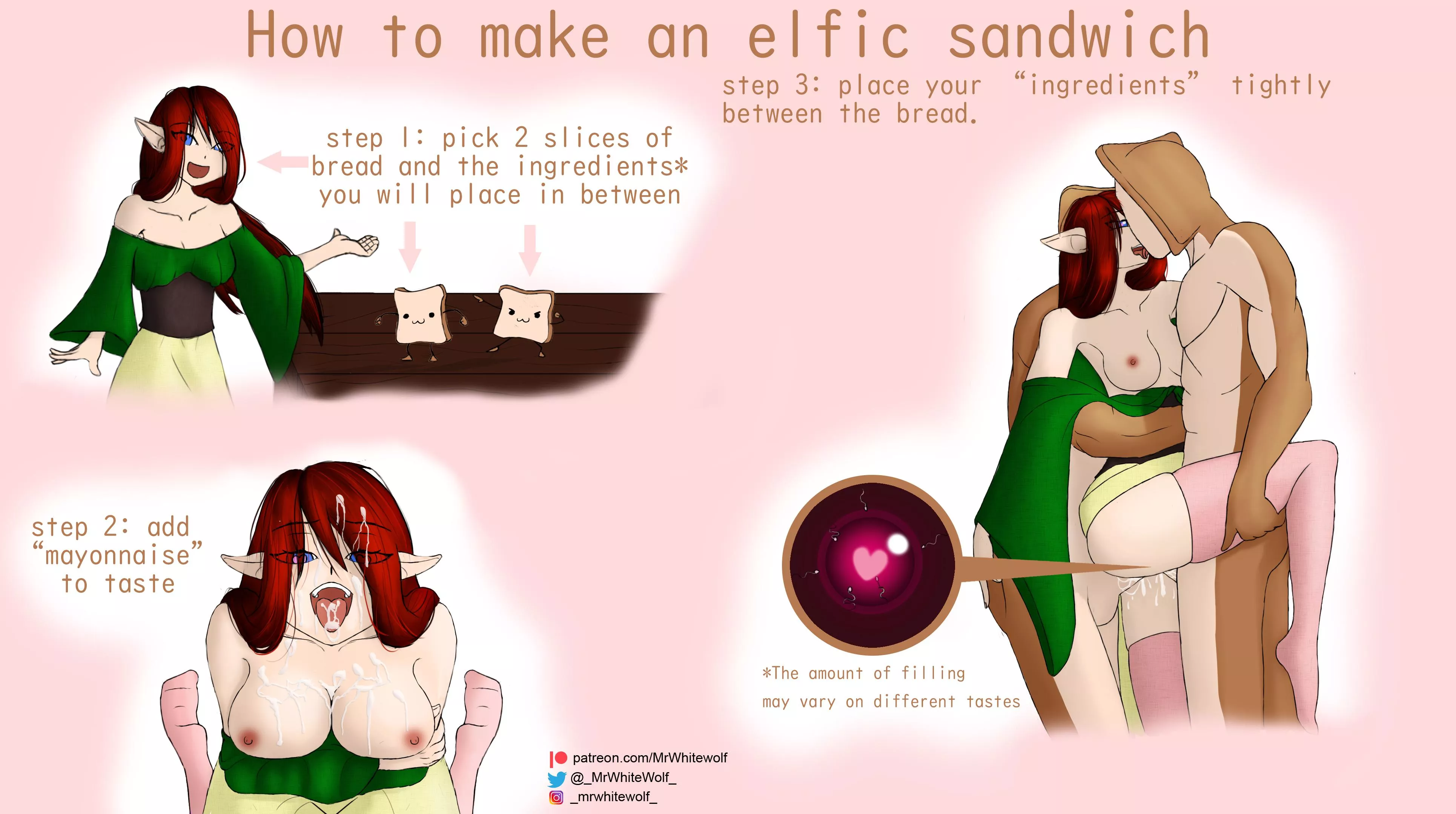 New here. Have you ever wondered how elf sandwiches are made? well, here's a graphic guide posted by Mr_White_Wolf_