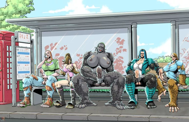 The Apes on the Bus Go Fap, Fap, Fap... (F Humans > Futa Gorillas) by Cezar_Nix