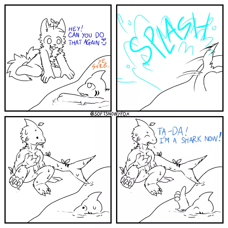 hi hi, made my first silly comic to practice drawing sharks lol posted by Soft_Snowyfox