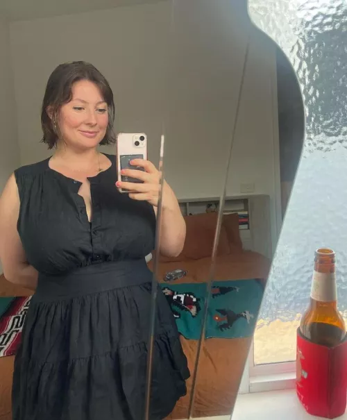 In a beautiful summer black dress by dukemayhem