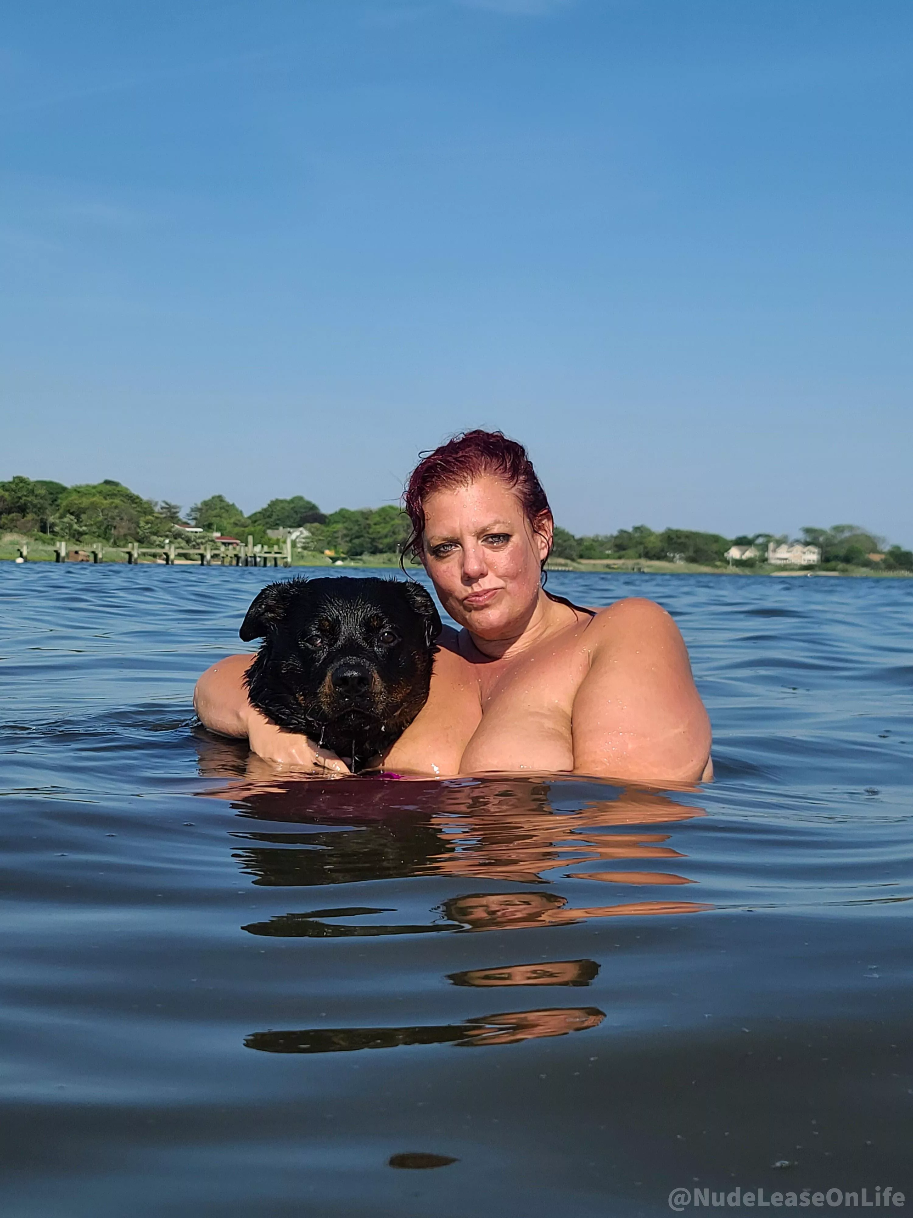 Two of my favorite living creatures appropriately celebrating the fact that today is BOTH Go Topless Day and International Dog Day! What a combo! ❤️ posted by NudeLeaseOnLife