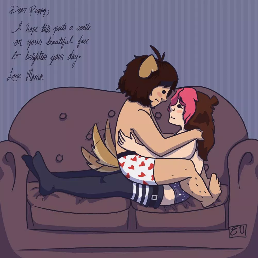 a small doodle of me and my puppy to cheer him up <3 by Epsilon_Upsilon