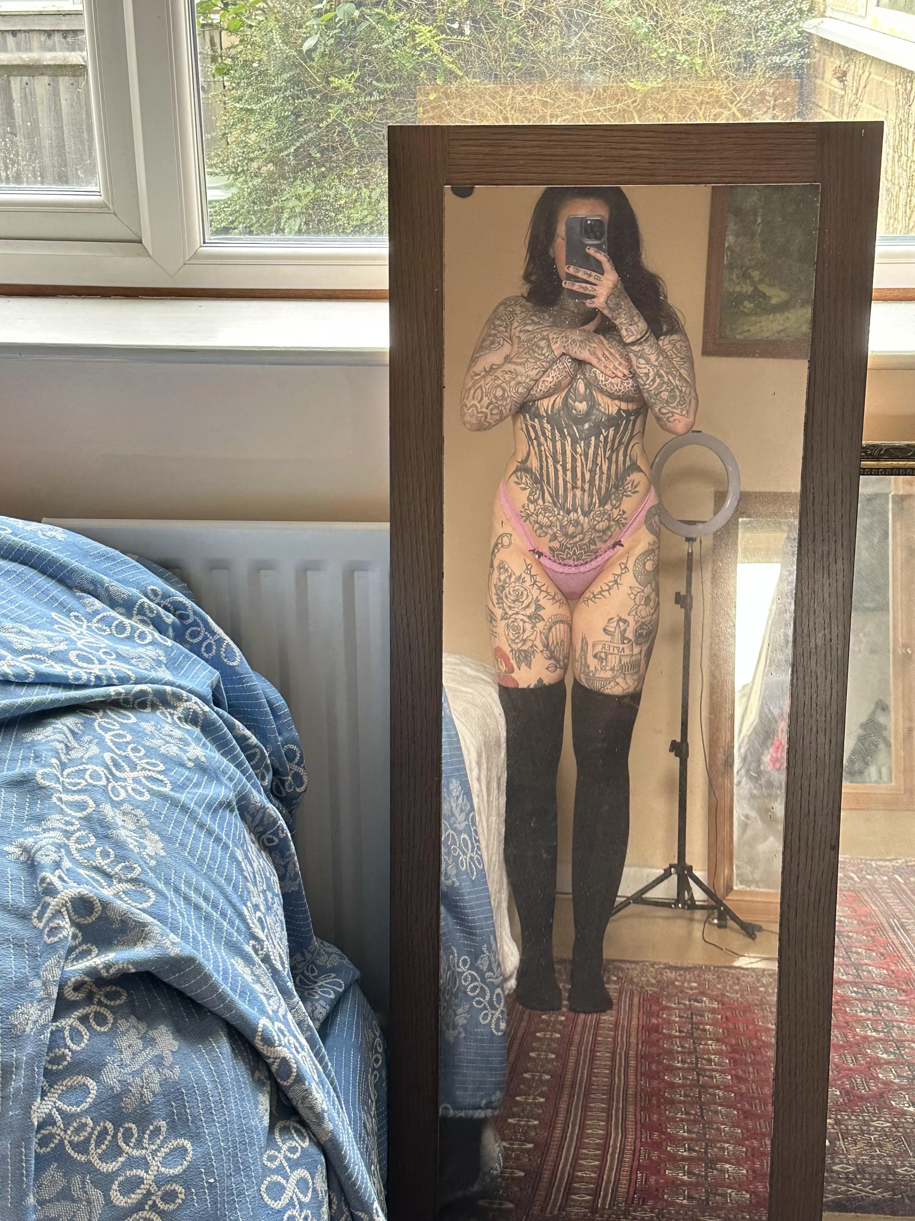 Black socks match the black bows on my underwear 🥹 posted by tattooedtegan