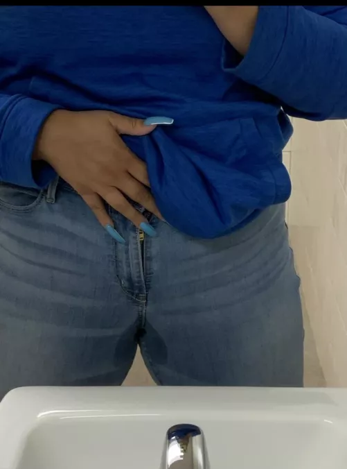 So I’m at work. I kept getting a whiff of my wet pussy. Went to the bathroom and seen this huge wet spot.. I can’t believe it came thru my jeans 😳 I keep opening my legs to get a smell.. by Misshairypussy