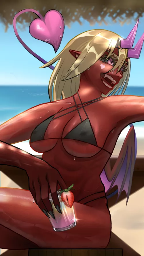 Succubus at the beach by RaptorHime
