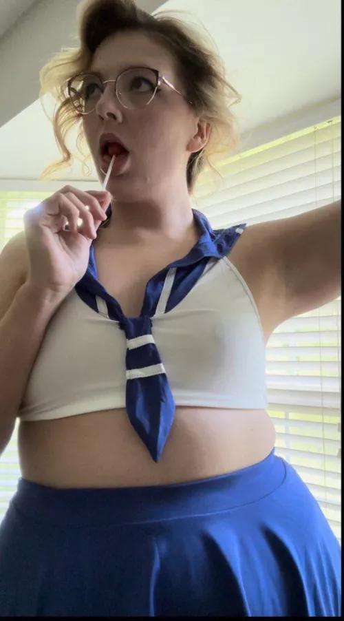 18+ ~F~ OC I do believe blue is my color! Loving this school girl outfit. by CurvaceousKluv