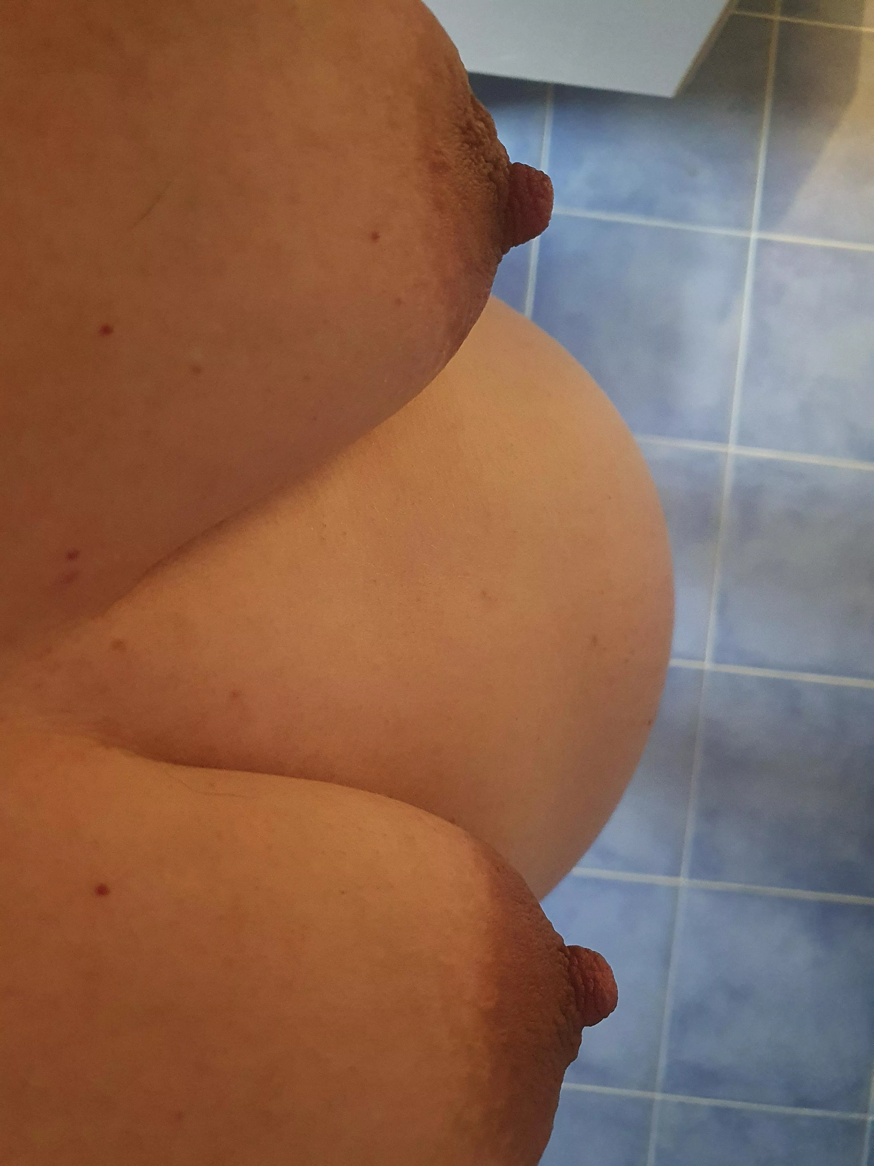 Is that you I can feel licking on my pussy? I can't see anything with my belly posted by Blondinette04