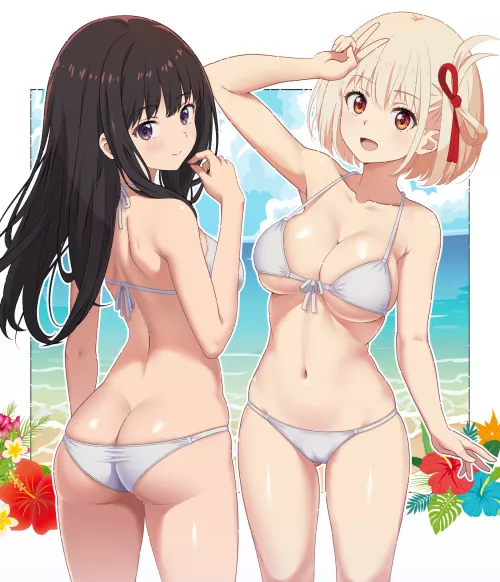 Takina And Chisato In Tight Bikinis (Lycoris Recoil) by Csxc