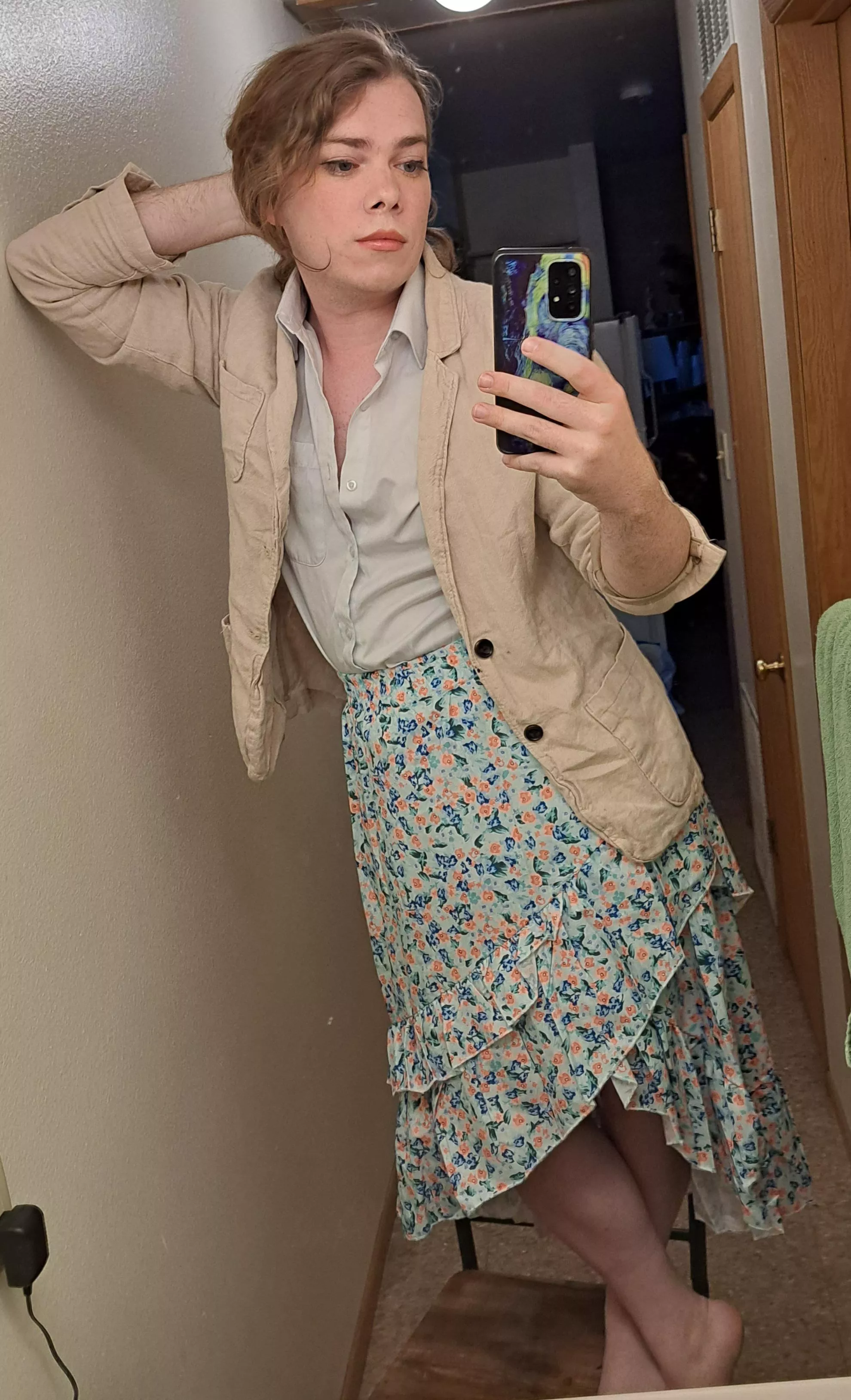First attempt at makeup and wearing a skirt. What are your honest thoughts? Any pointers? posted by General-Cost213