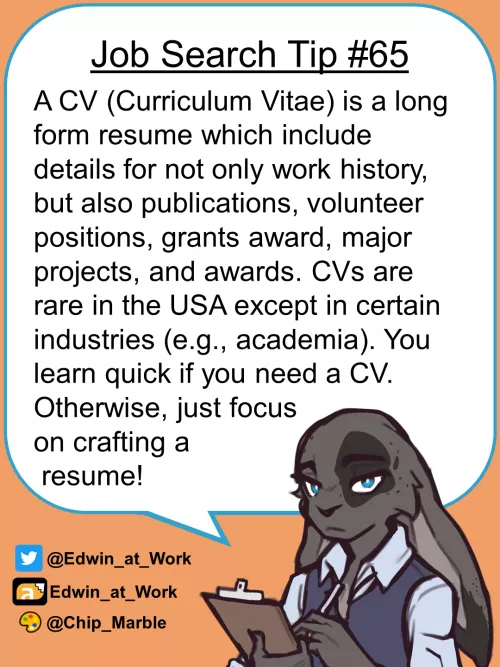 Job Search Tip 65: CV. Edwin@Work, Job Coaching for Furries by Edwin_at_work