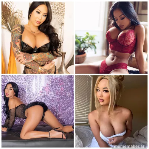 Which of these Asian pornstars would you like to fuck? [Connie Perignon], [CJ Miles], [Nicole Doshi], [Kazumi] by tomsap123