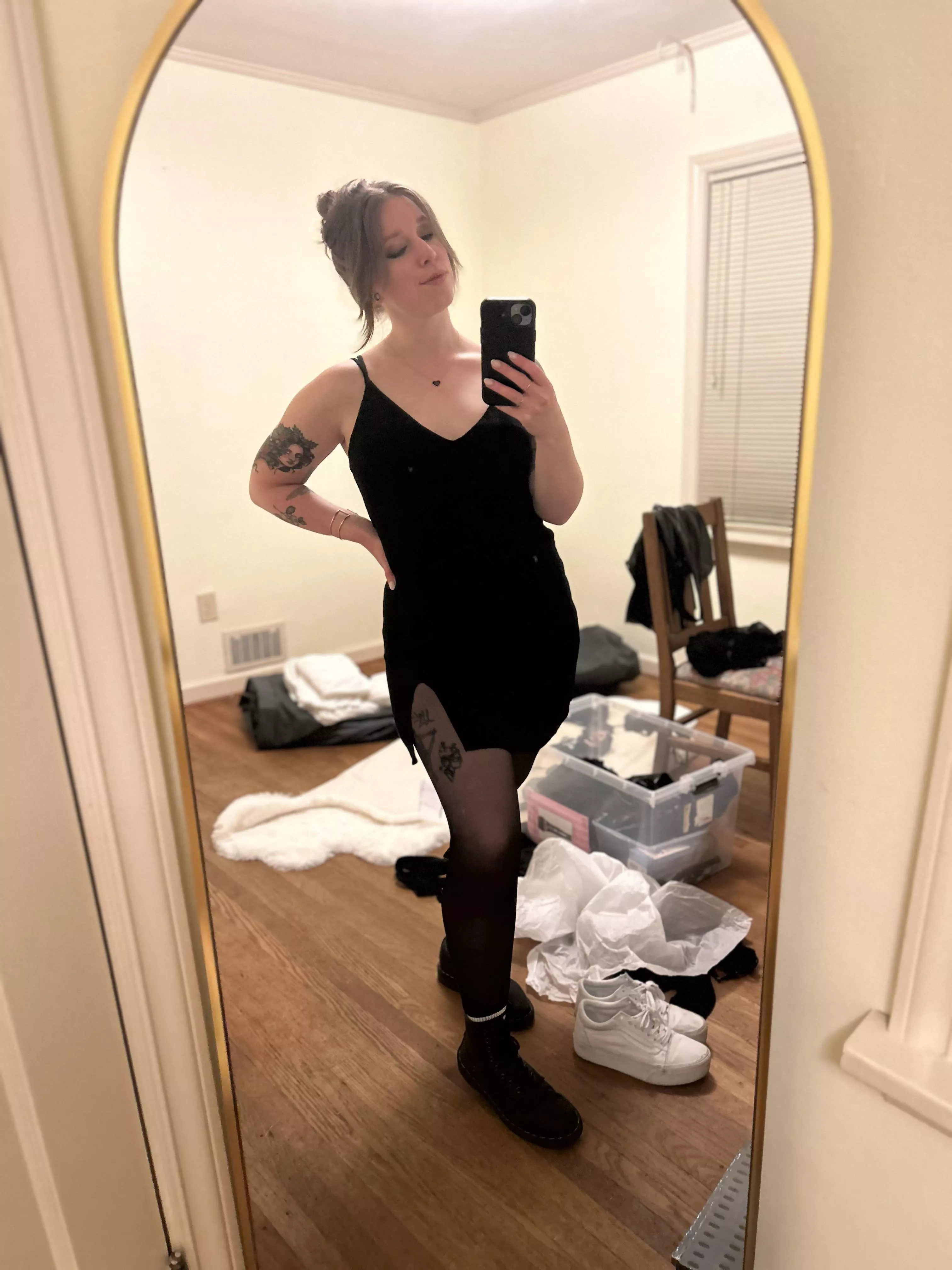 Black boots and a short skirt. My favorite combo. [f] posted by -perky_peaches-