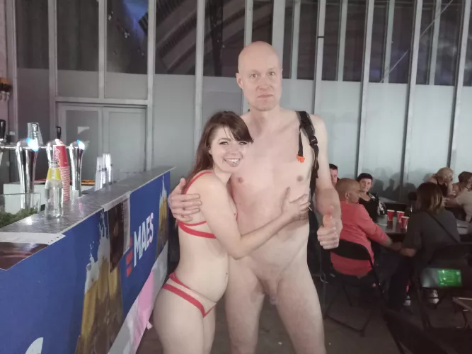 (m)e nude in public at Erotix Mons Belgium 2022 with this hot lingerie girl(f) Share please 😎 by AromaticChoice9627