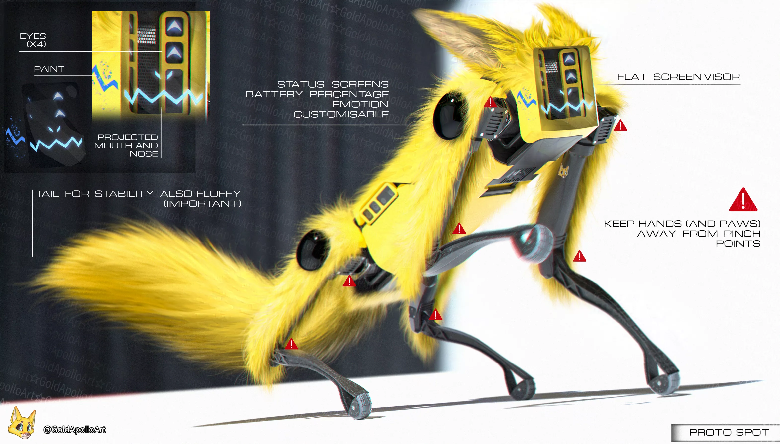 Protogen-Spot experiment! [OC] posted by GoldApolloArt