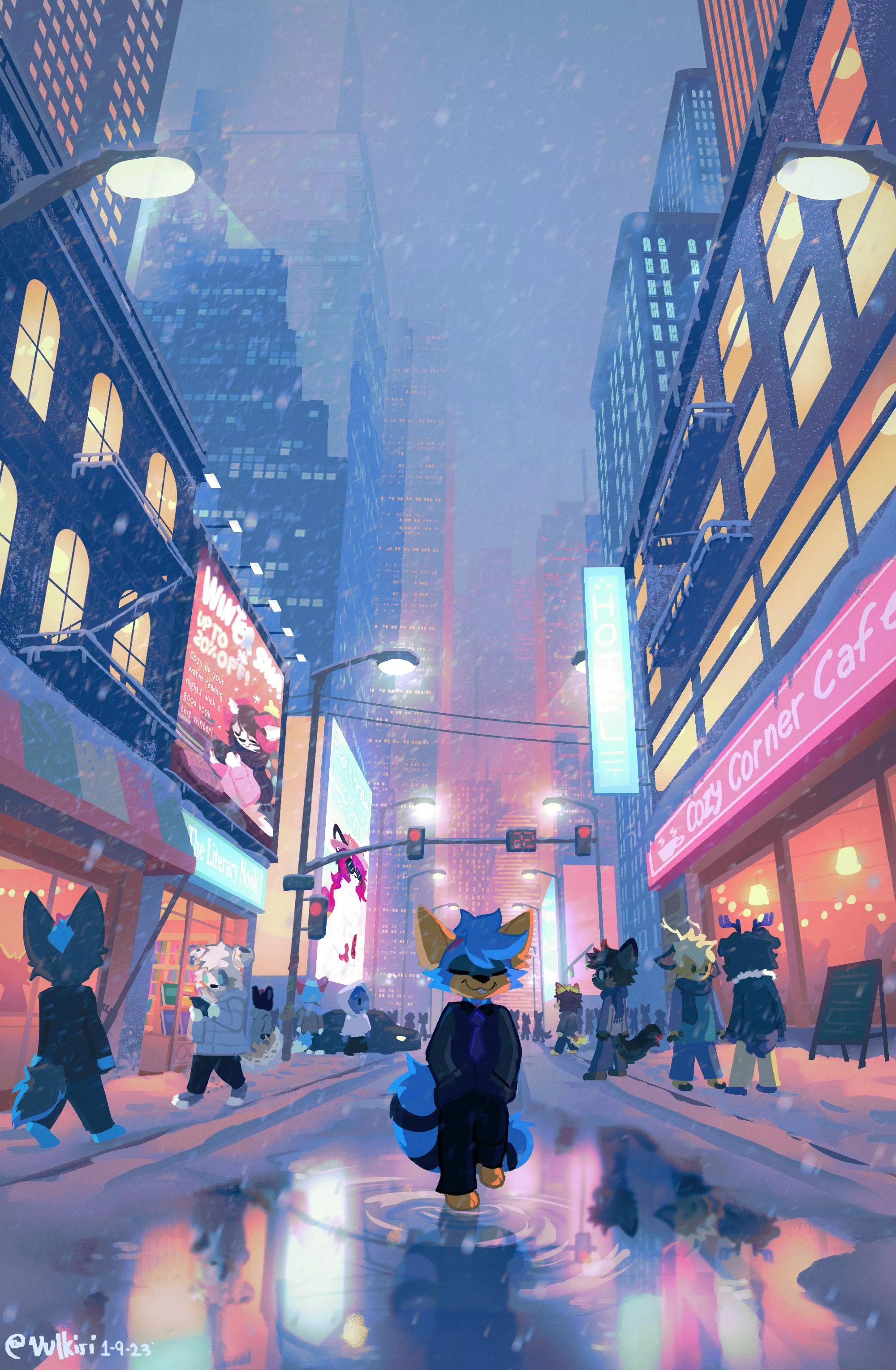 snowy streets 🌨️❄️ | art by me @vulkiri on twitter :3 posted by Vulkiri