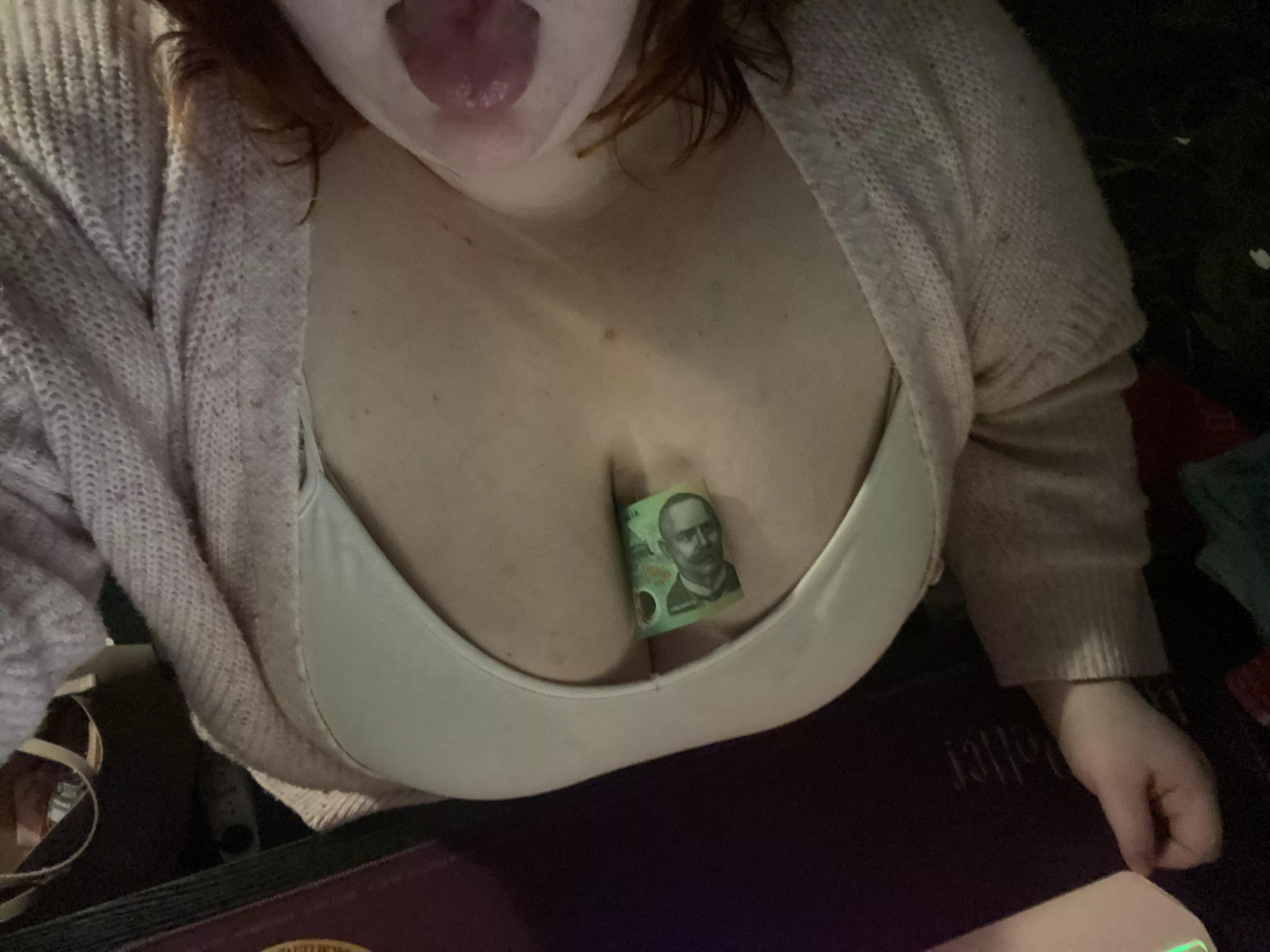 My tits holds money well don’t you think? posted by No_Introduction9204