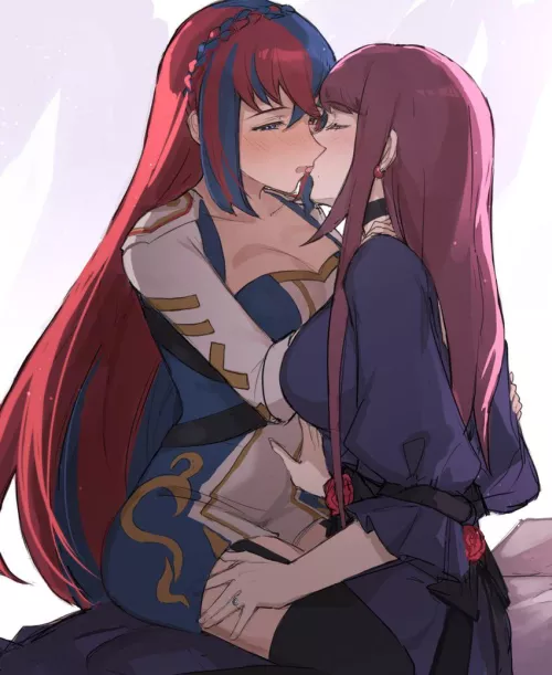 Alear and Ivy kissing [Fire Emblem] by NSFWthrowaway24680