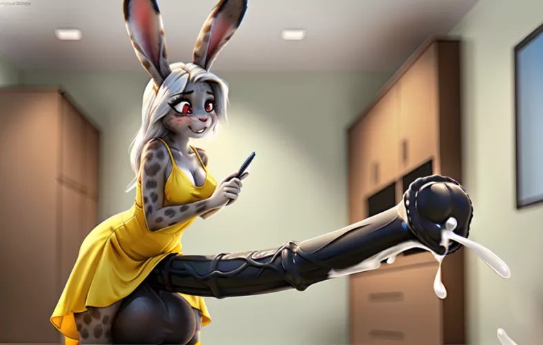 Long bun creams herself [AI] by Hera_the_otter