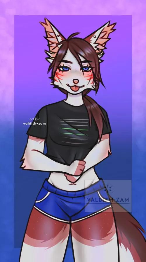 a drawing I did a few days ago, me doing blep 👅 by valdith-zam
