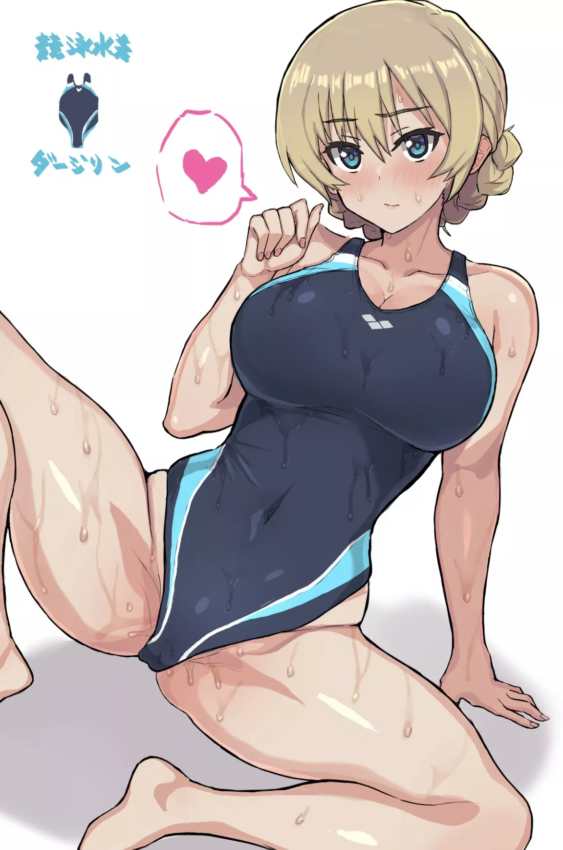 Darjeeling Giving an Erotic Pose in Dark Blue Arena Swimsuit [Girls und Panzer] (Mordeth) posted by ecchi_neko
