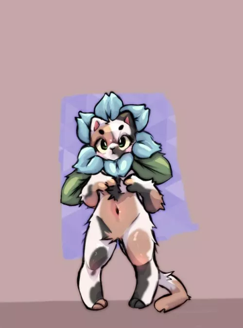 flower kitty art by me :3c by fluffandorbutter_chi