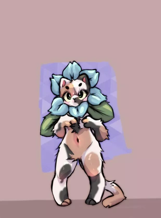 flower kitty art by me :3c posted by fluffandorbutter_chi