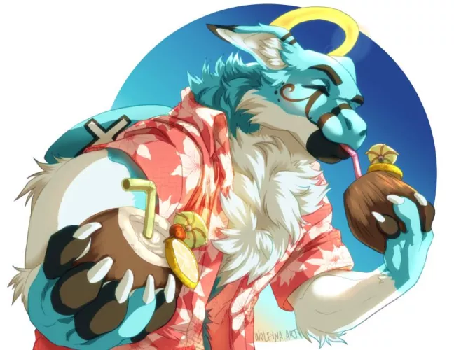 Would you like a drink? ^u^ (art by me) by wolfyna88