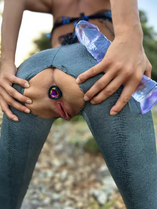 Just casually playing on the public trail by skinny_slutty_teen