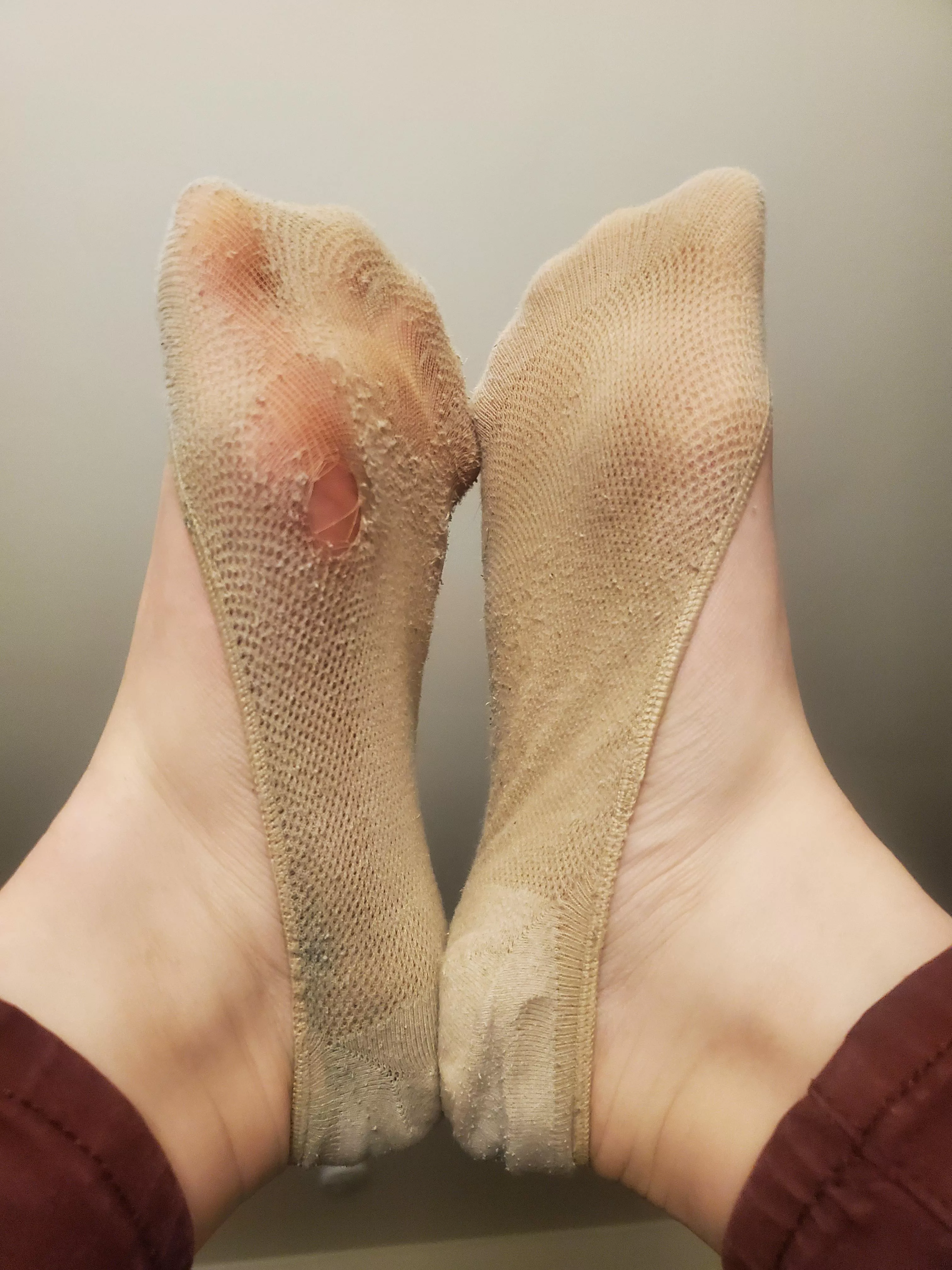 On my feet for over 12 hours in these heavily worn socks and they got so sweaty! posted by theluckystrawberry