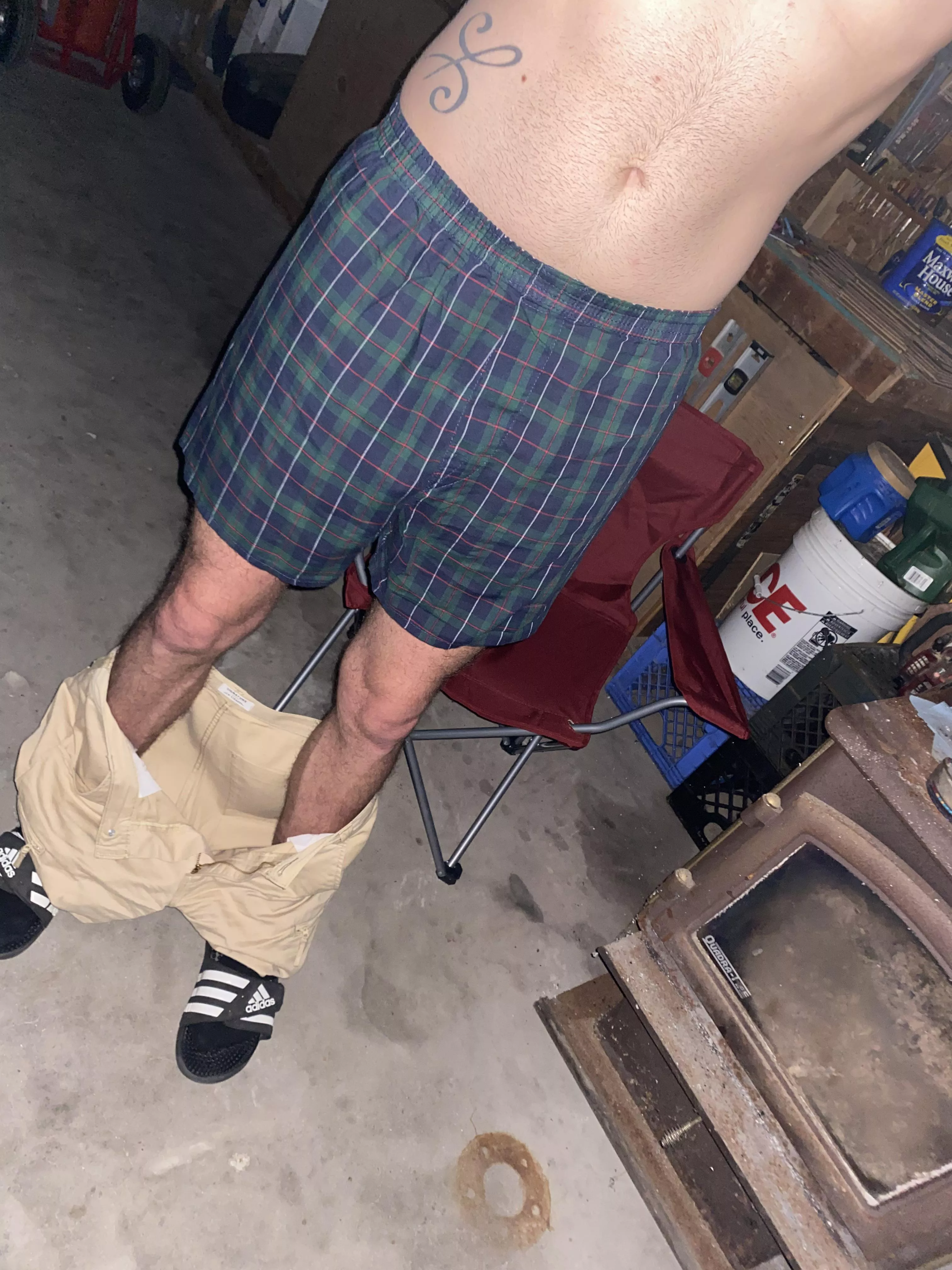 Out in my garage in my boxer shorts posted by Substantial-Wolf-588