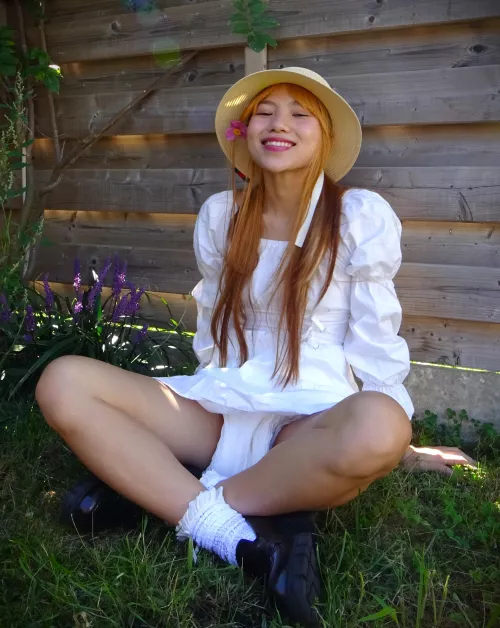 Today I'm playing and relaxing outside in the garden while wearing a messy diaper 🌻 by AsianDiaperCutie