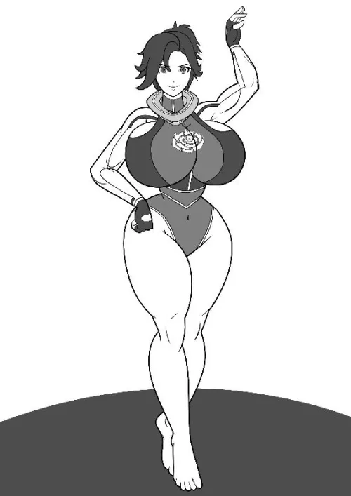 WIP/sketch of Buff and Busty 30yo Ruby from Jl x RWBY by Eclipsethedarked