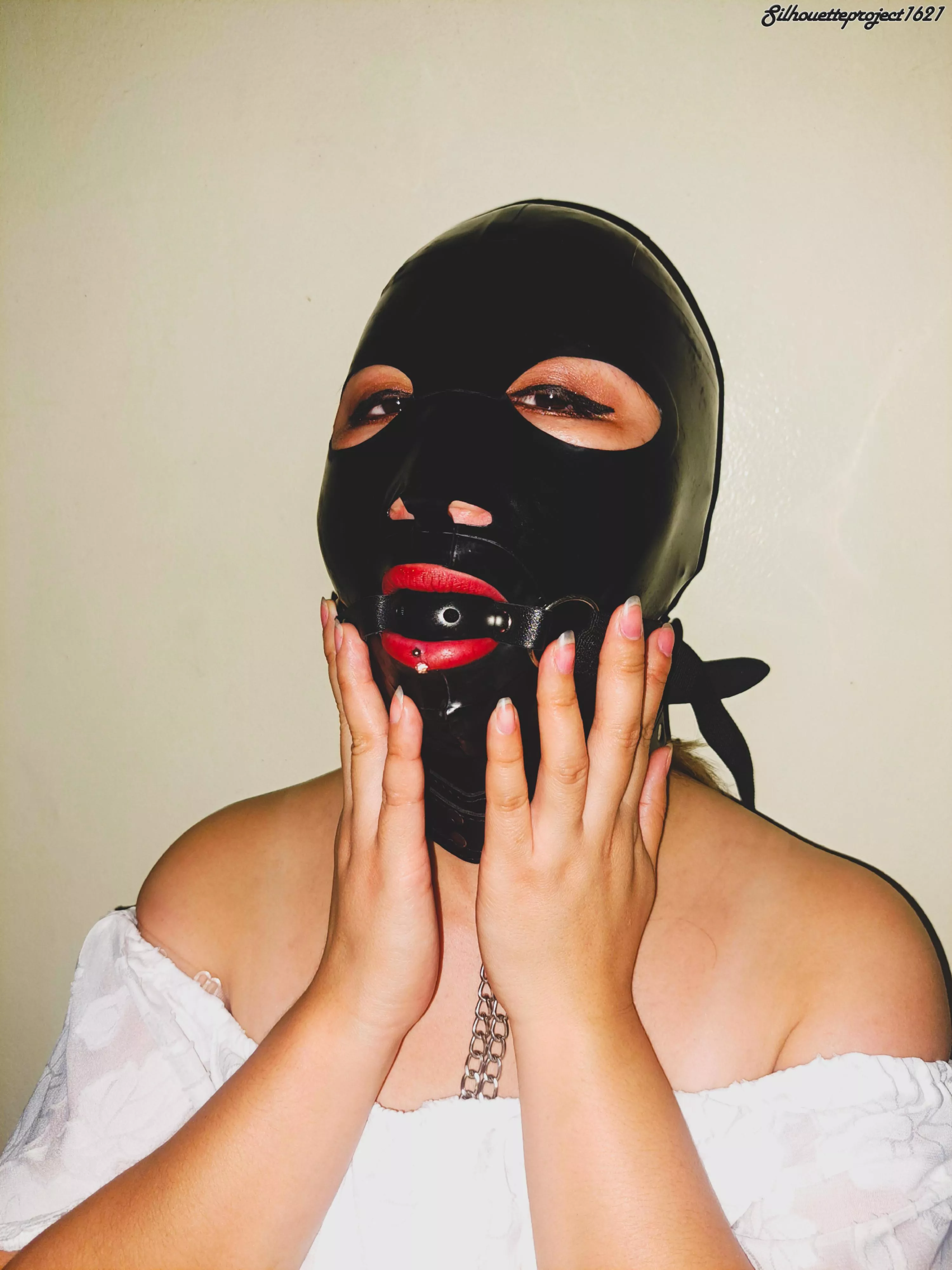 A friend wanted to try the hood and gag posted by Silhouette_Project