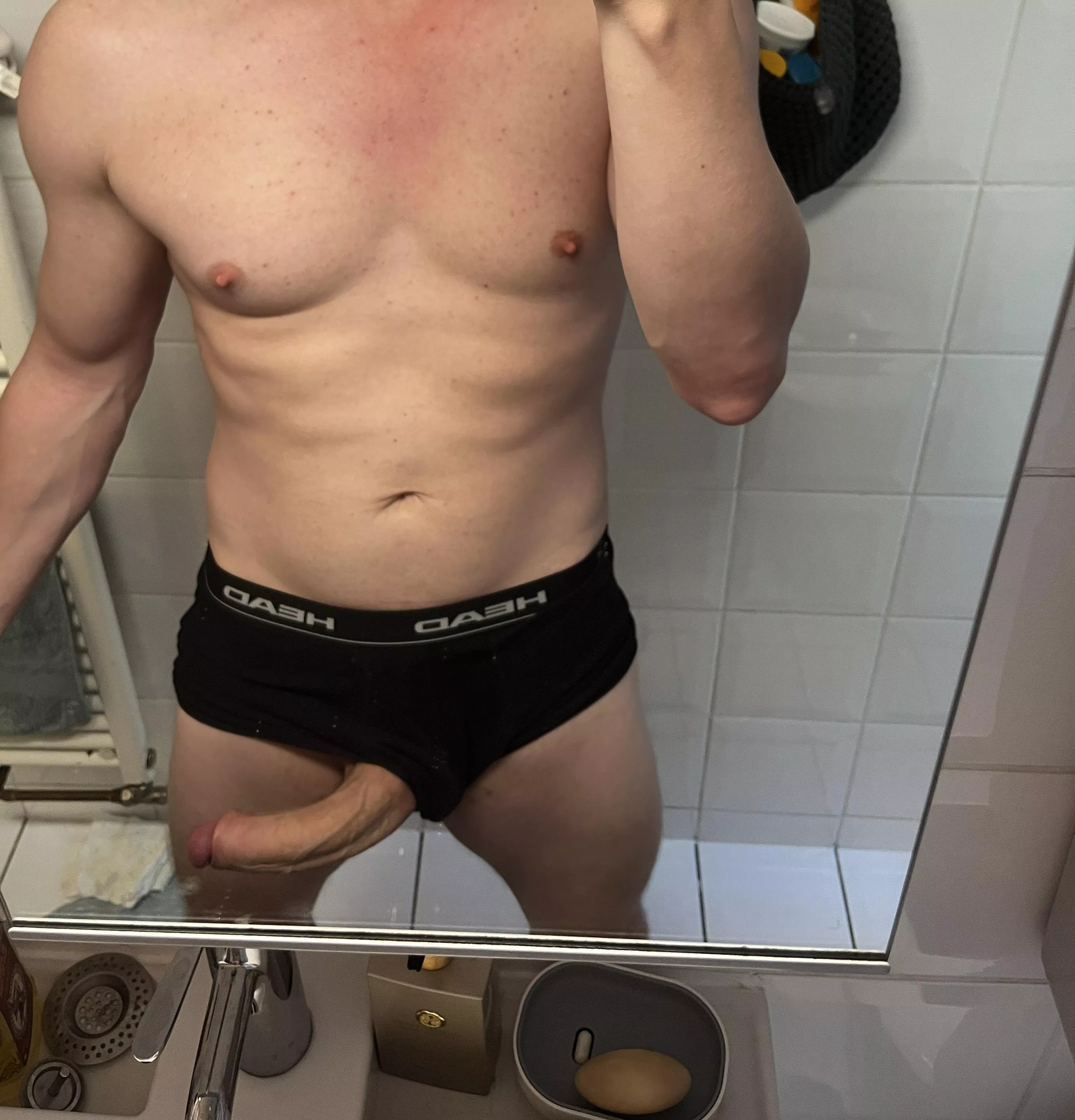 Containing this beast, is always a challenge, while getting ready 😈 posted by hugedanishguy