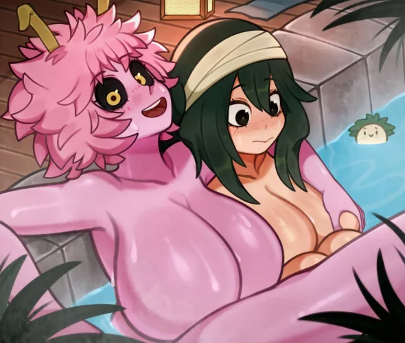 Mina and Tsuyu at a hot spring (MelonPuff) [My Hero Academia] by MillionHypotheses