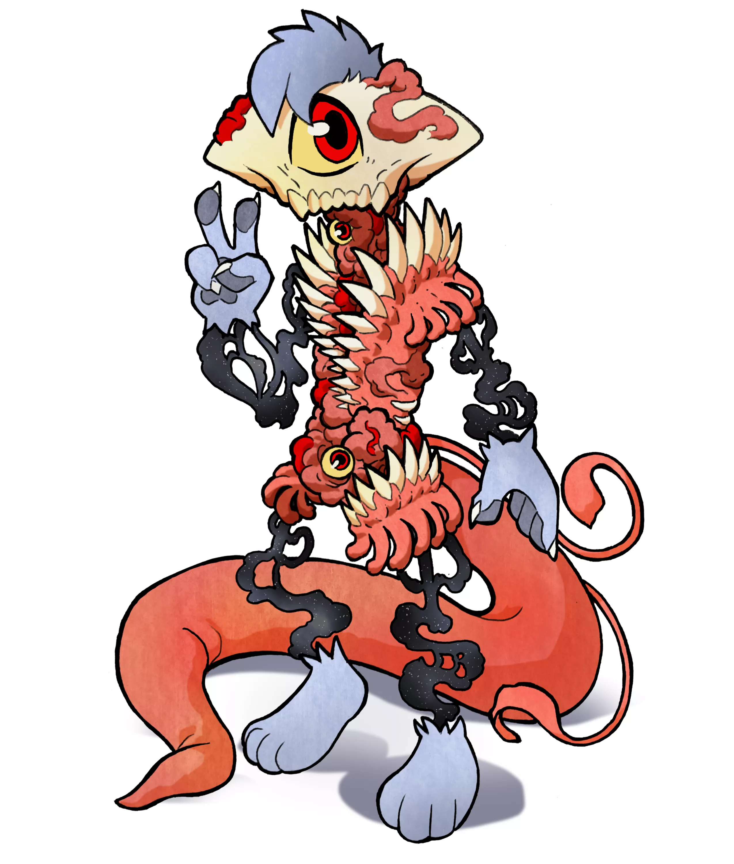 (NSFW for cartoony body horror) Okay so I was challenged to design an eldritch horror fursona and I think the summoning went wrong so now he's just... possessed. Enjoy! (art by me) [X] posted by Lux_The_Moth