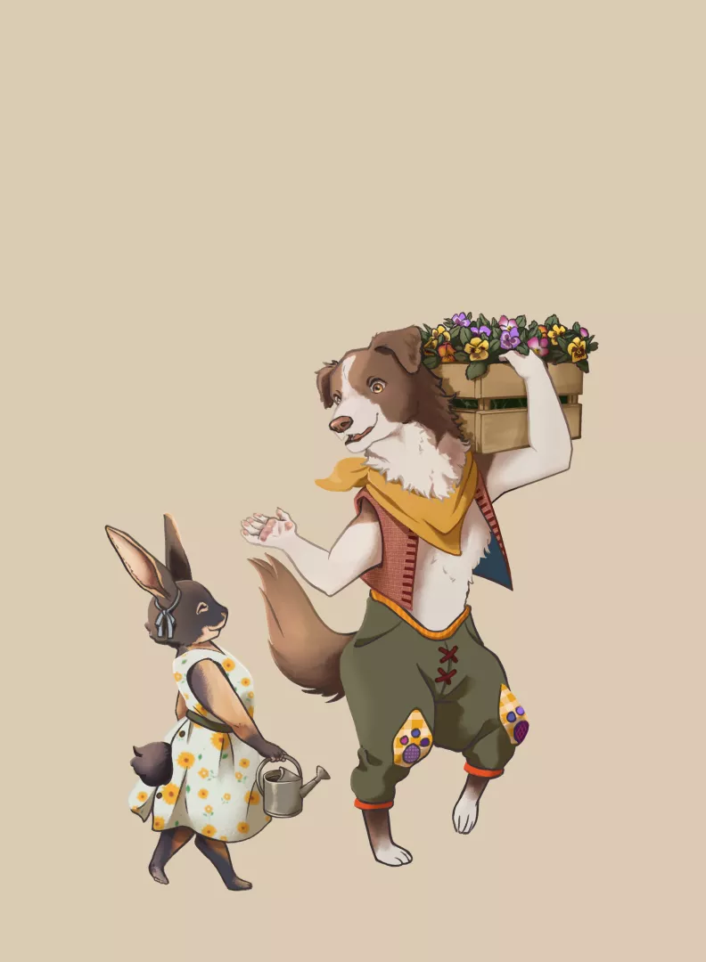 [oc] I'm working on a small project designing characters with a medieval fantasy aesthetic. These are the village gardeners! 🌱💚 posted by scorbunnyvllgr