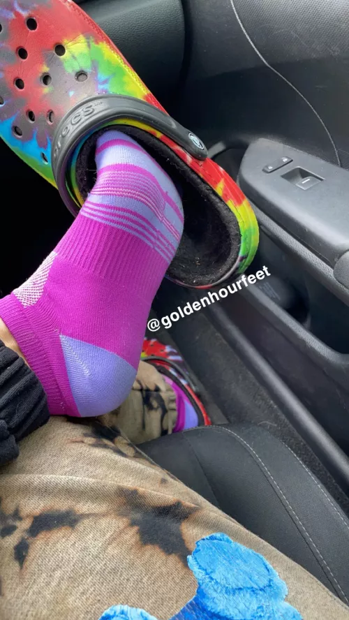 Wanna sniff inside my crocs?💖 by goldenhourfeet