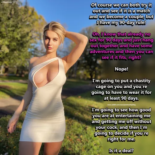 Her 90-day rule! by justchastityblog