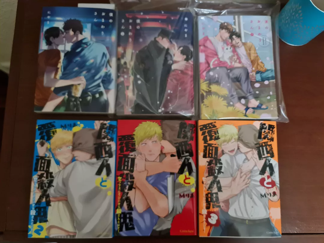 I read these two works online and I liked them so much that I imported Japanese physical copies of all their respective volumes. Boku No Omawarisan and Kansaijin To Fukumen satsujinki. So worth it. posted by GeorgeBG93
