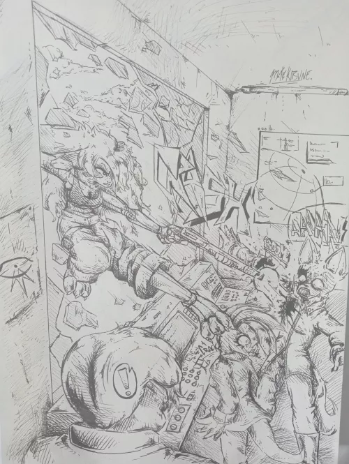 Deadshot (art by me) (TW: Just a little bit of gore) by powermikekitsune