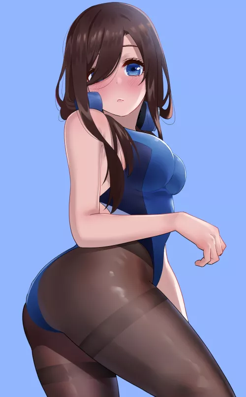 Nakano Miku Shows Off her Gorgeous Butts in Blue Swimsuit [Go-toubun no Hanayome] (Igarashi Kyouhei) by ecchi_neko