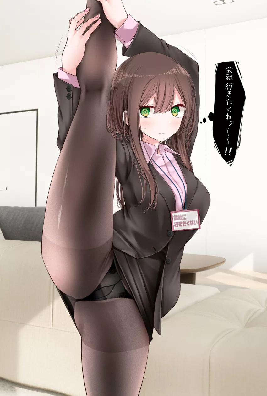 ol-chan stretching lifting her legs up (Oouso) [Original] posted by thehentaisupplier